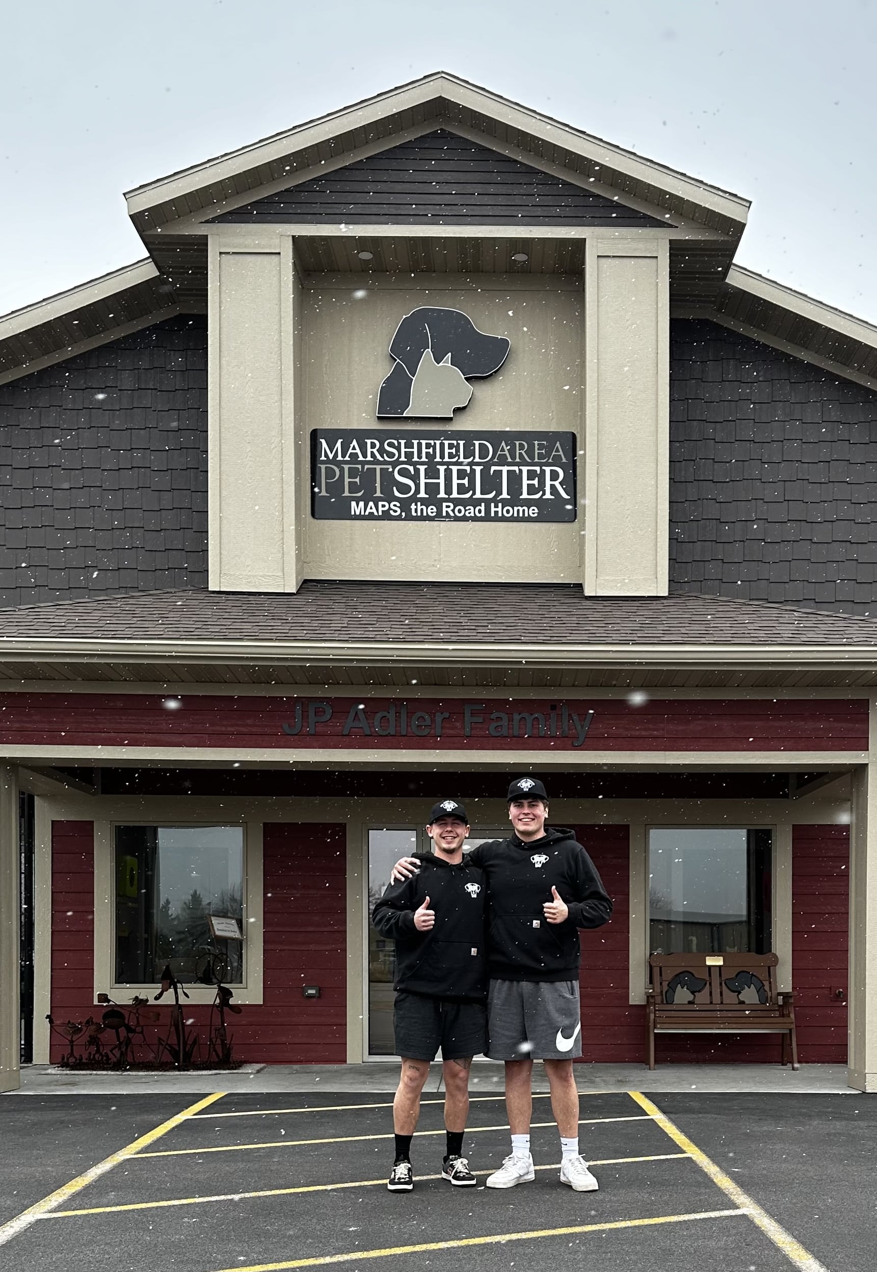 Jared & Tyler in front of Pet Shelter